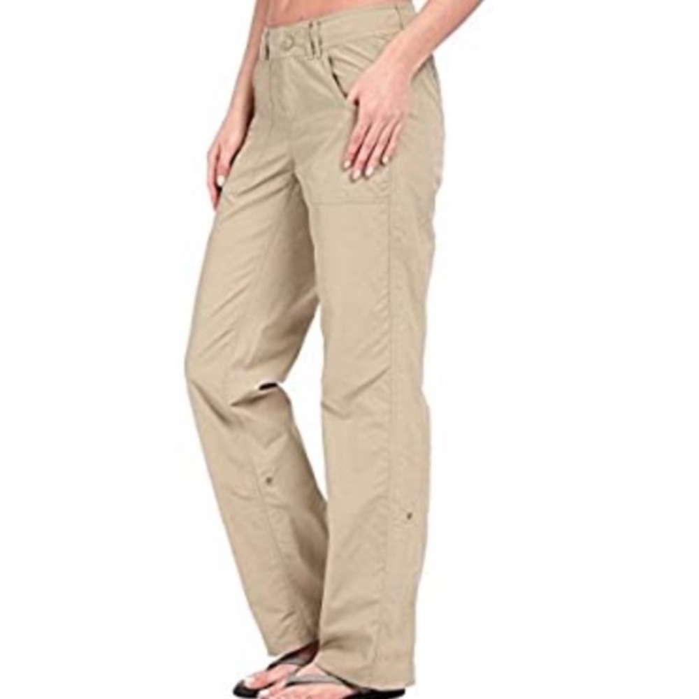 The North Face Cream and Tan Straight Leg hiking nylon Pants size 4